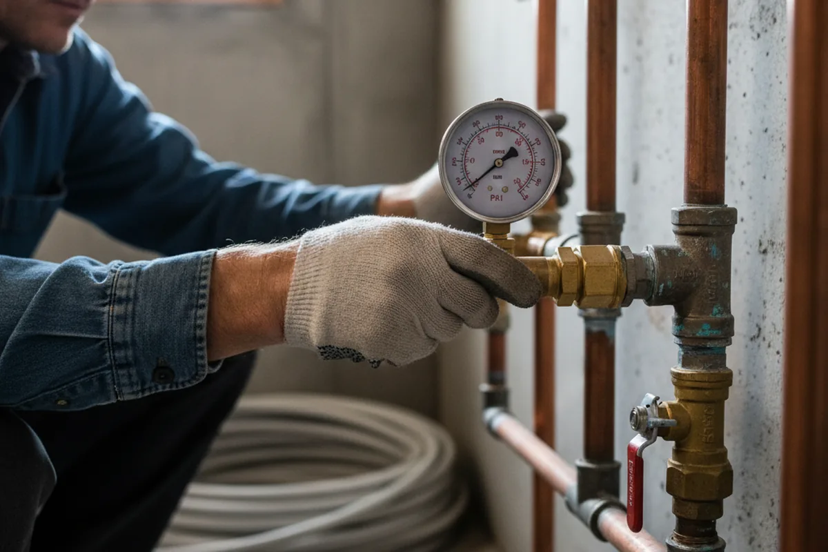 Pressure testing a repaired line during Water Line Repair in Higden